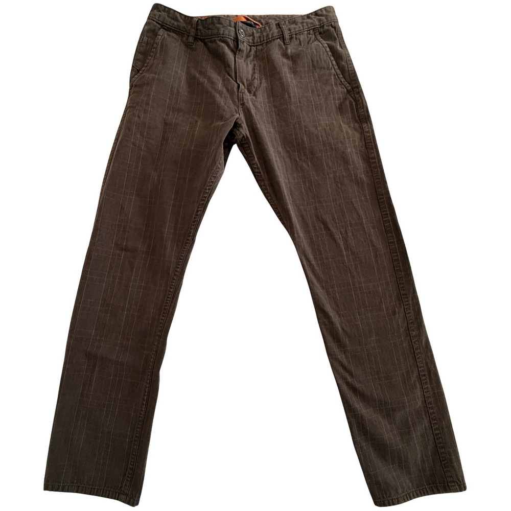 Dockers Pants Mens 34x32 Brown Alpha Khaki Slim Fit Plaid Cotton Chino